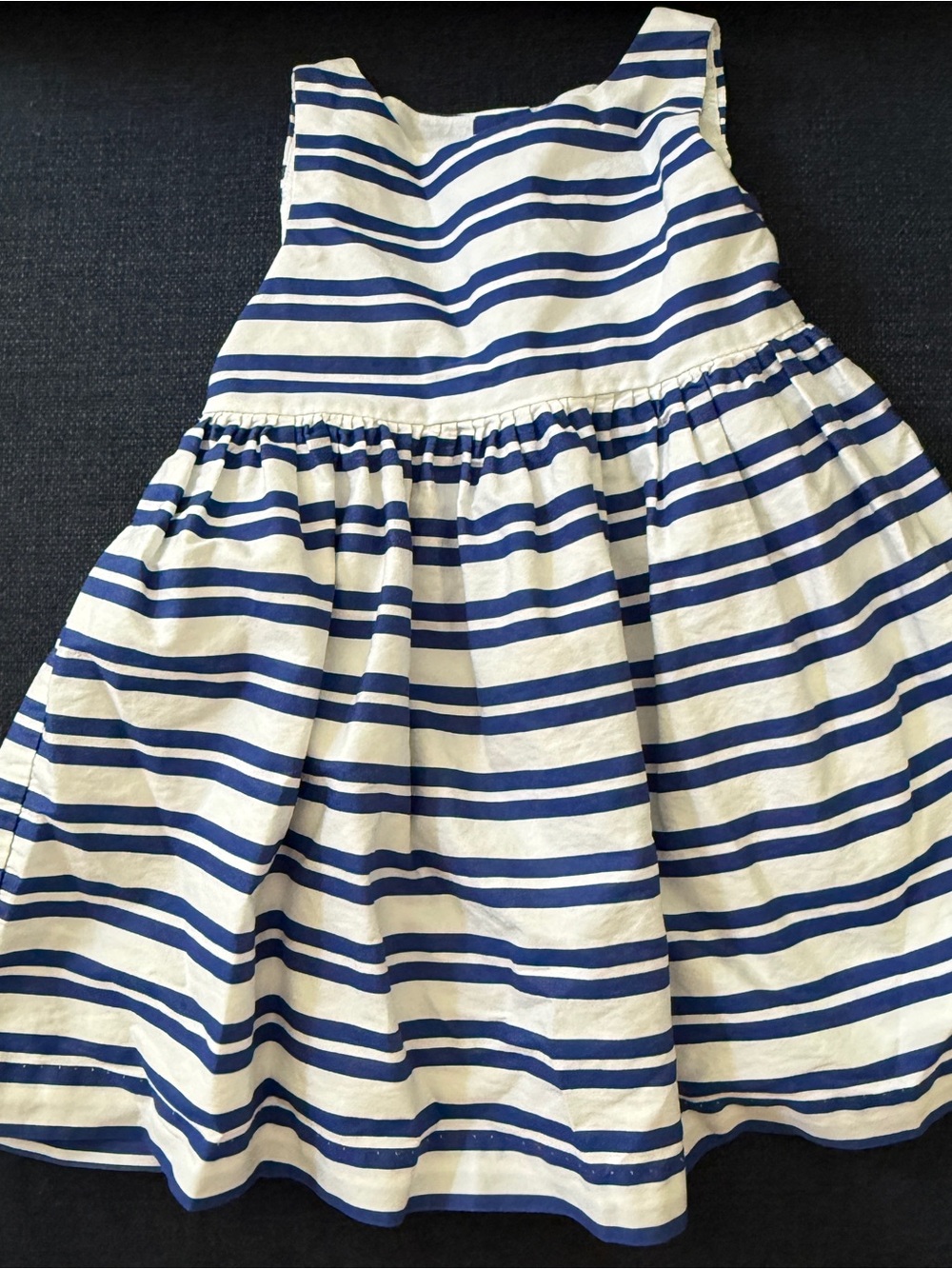 Striped Sleeveless Cotton Dress in Navy & White